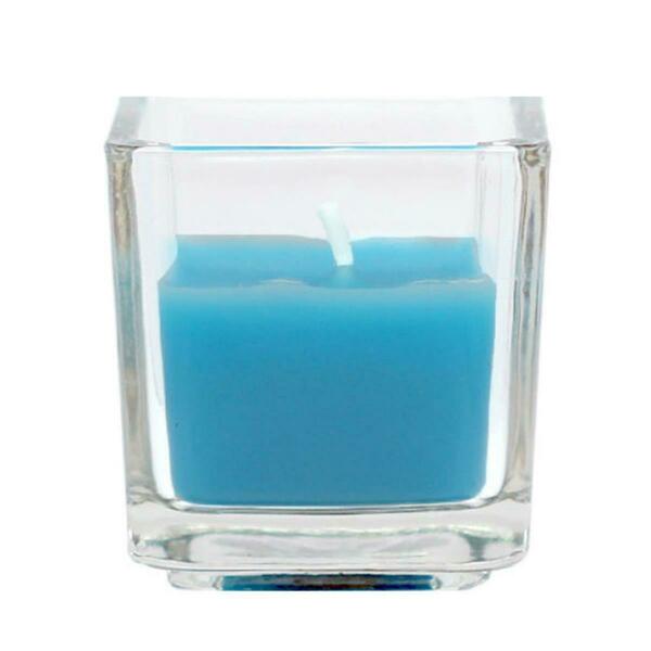 Zest Candle Turquoise Square Glass Votive Candles, 12PK CVZ-038